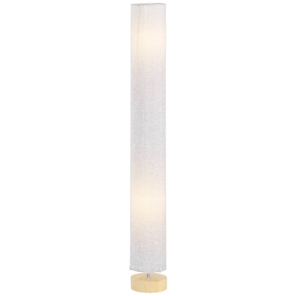 HOMCOM Floor Lamp for Living Room, 47" Modern Standing Lamp with Linen Shade, Wooden Base, Grey