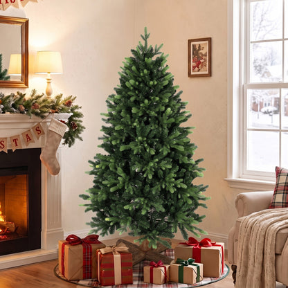 HOMCOM Artificial Christmas Tree, Hinged Xmas Tree with 1620 PE & PVC Branch Tips, 5ft, Green