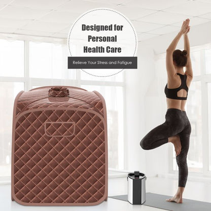 3L Folding Personal Spa Steam Pot with Chair-Brown