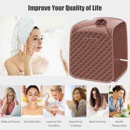 3L Folding Personal Spa Steam Pot with Chair-Brown