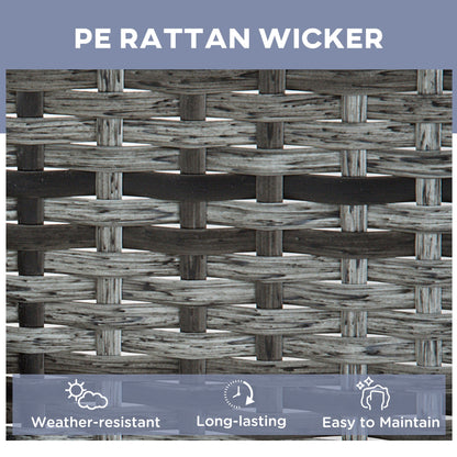 Outsunny 3 Pieces Rattan Sun Loungers, Garden Wicker Wheeling Recliner , PE Rattan Lounge Chairs w/ Cushions & Side Coffee Table Grey