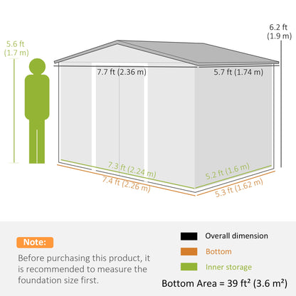 Outsunny Large Garden Storage Shed, 7.7 x 5.7 with Ventilation Slots and Sliding Doors for Gardeners, Green