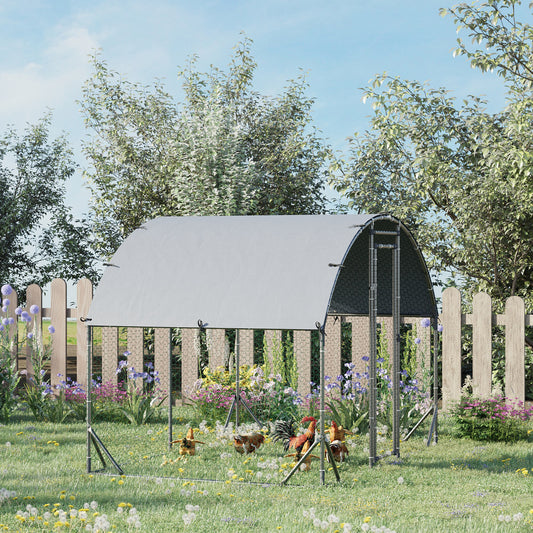 PawHut Walk In Chicken Run Galvanised Chicken Coop Hen Poultry House Cage Pet Playpen Garden with Water-Resist Cover, 2.8 x 1.9 x 2m