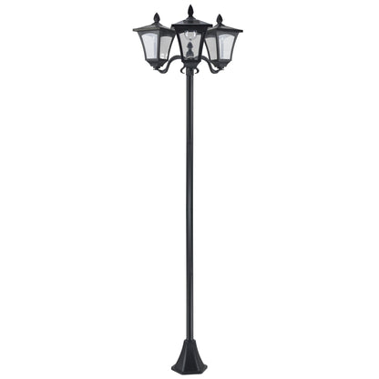 Outsunny 1.8m Traditional Victorian Style 3 Way Head Outdoor Garden Solar Post Lamp Sensor Dimmable LED Lantern Bollard Pathway IP44 √¢‚Ç¨‚Äú Black