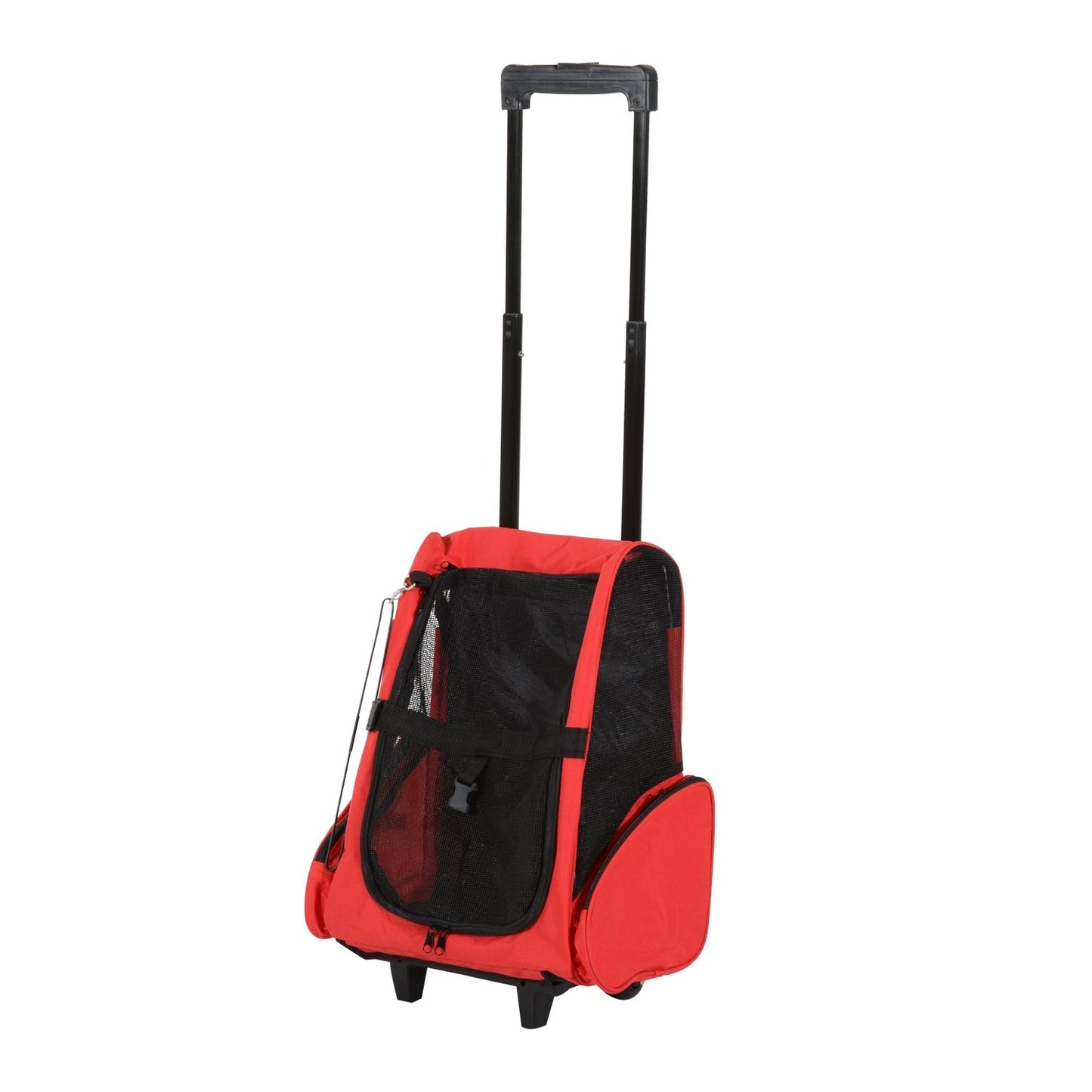 PawHut Dog Carrier Bag Travel Backpack Bag Cat Carrier Dog Bag w/ Trolley and Telescopic Handle, 42 x 25 x 55 cm, Red