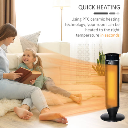 HOMCOM 21 Inch Space Heater, 1000W/2000W Ceramic Electric Heater and Fan, Overheating & Tip-Over Protection, 8H Timer, 42 Oscillation, Portable Heater for Home