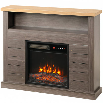 HOMCOM Electric Fireplace Suite, 1800W Electric Fire and Surround with LED Flame, Remote, Thermostat Overheat Protection