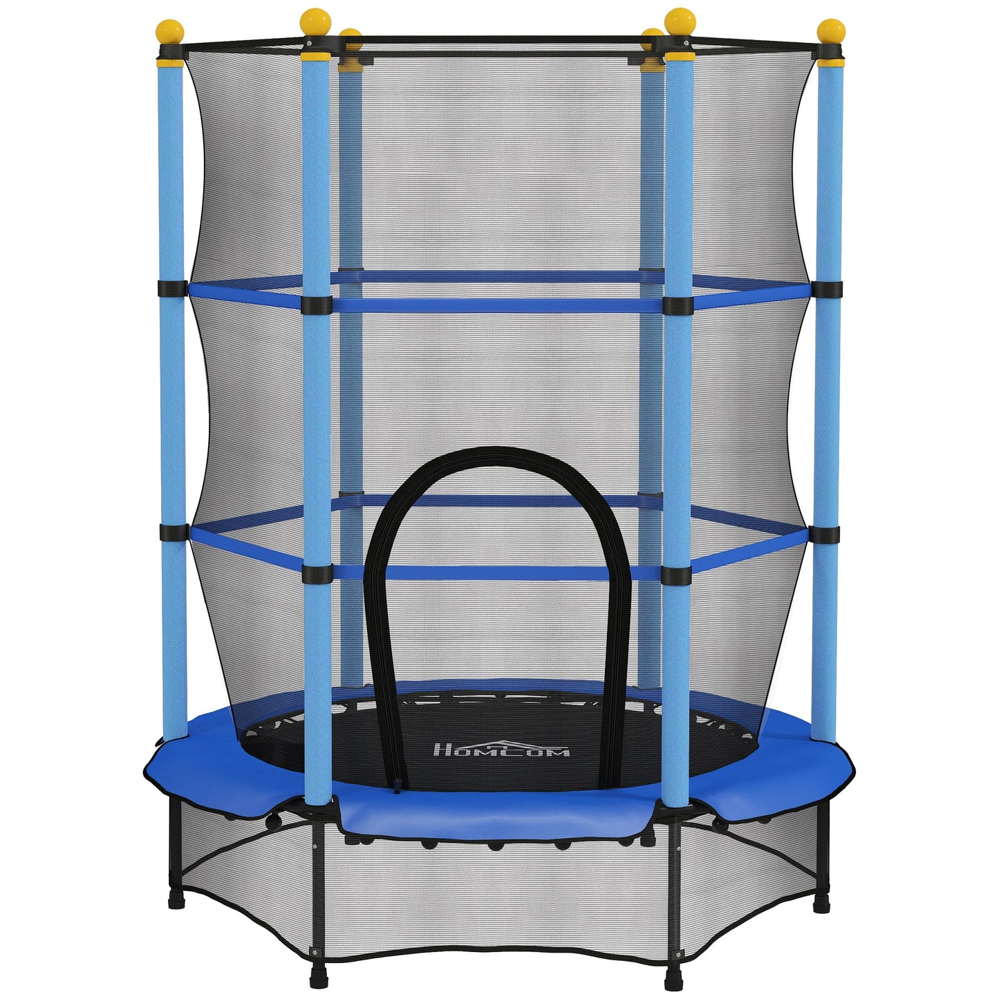 HOMCOM 4.6FT/55" Kids Trampoline with Safety Enclosure, Outdoor Indoor Use, for Ages 3-10 Years, Blue
