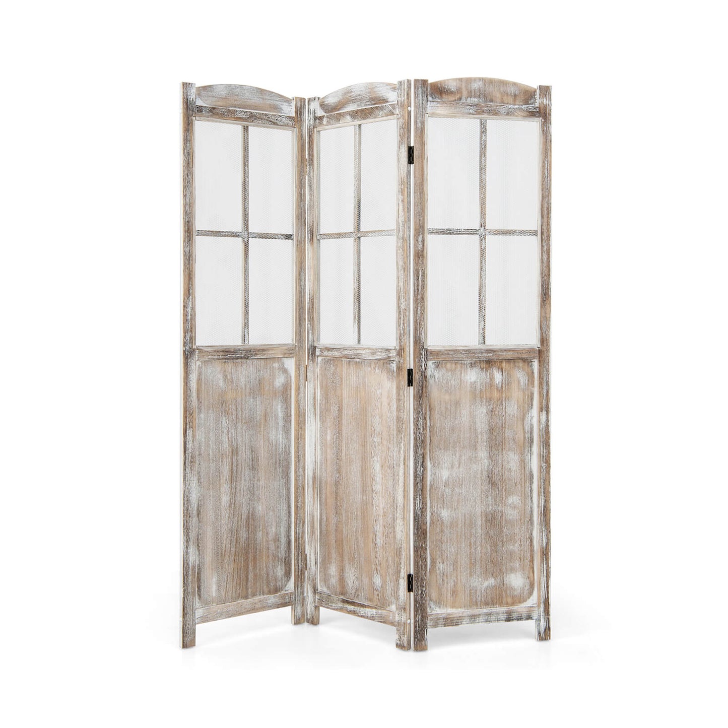 Retro 3-Panel Room Divider 178cm Folding Privacy Screen-Light Brown