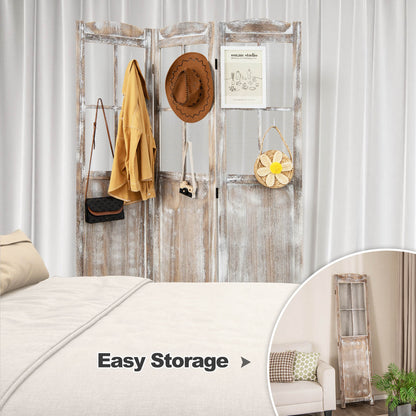 Retro 3-Panel Room Divider 178cm Folding Privacy Screen-Light Brown
