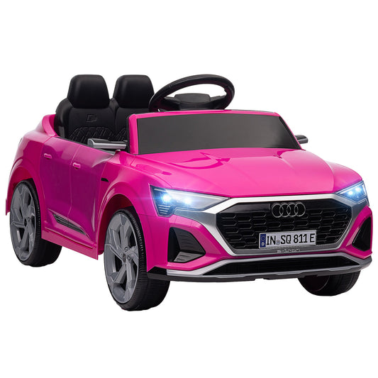 AIYAPLAY Audi Q8 e-tron Sportback Licencjonowany samochód 12V z pilotem, 4 koła z zawieszeniem sprężynowym, reflektory, muzyka, klakson - różowy