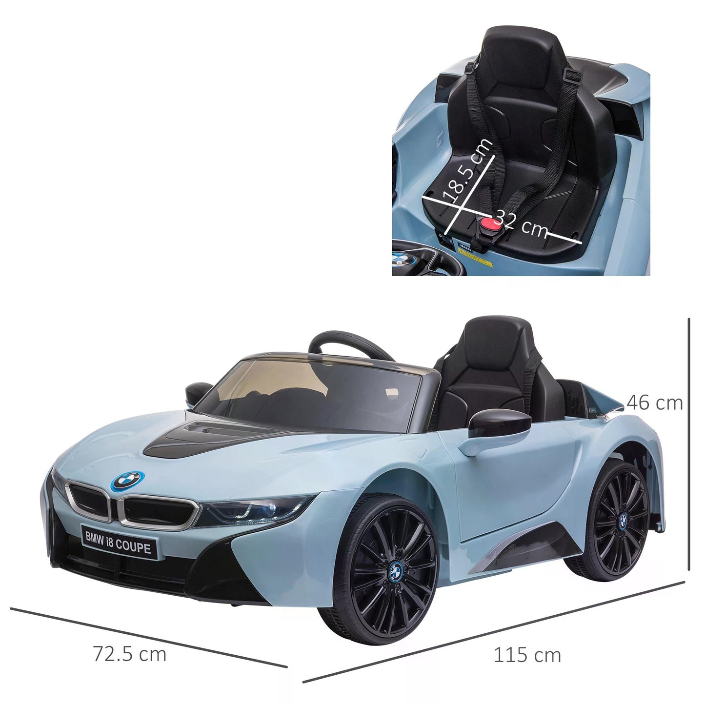 HOMCOM Kids 6V Battery PP Licensed BMW Ride On Car Blue