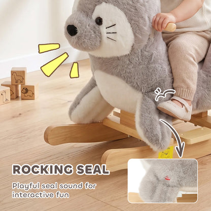 AIYAPLAY Baby Rocking Horse, Seal Rocking Animal with Sounds and Belt for Toddlers 12-36 Months,