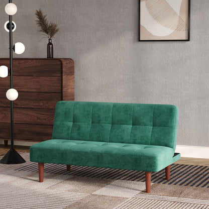 4ft Wide Modern 2 Seater Padded Convertible Sofa Bed with Wooden Legs