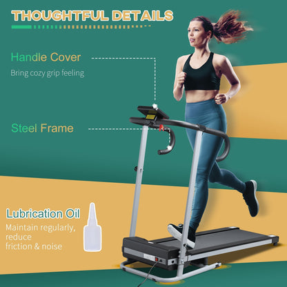 Unisex Electric Treadmill, Folding Indoor Cardio Treadmill, 1.25HP Motorised Running Jogging Walking Machine, w/ 3 Programs, LCD Monitor 10km/h