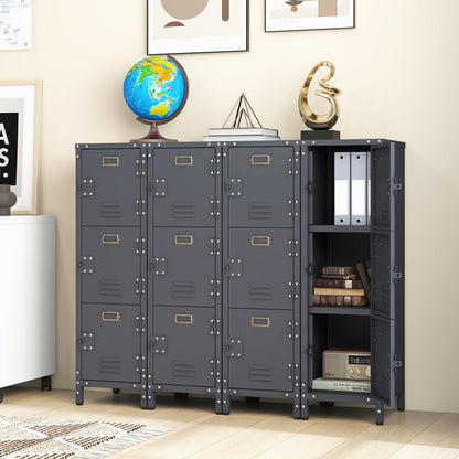 3-Tier Metal Organizer Storage Locker with Lockable Doors and Name Tags