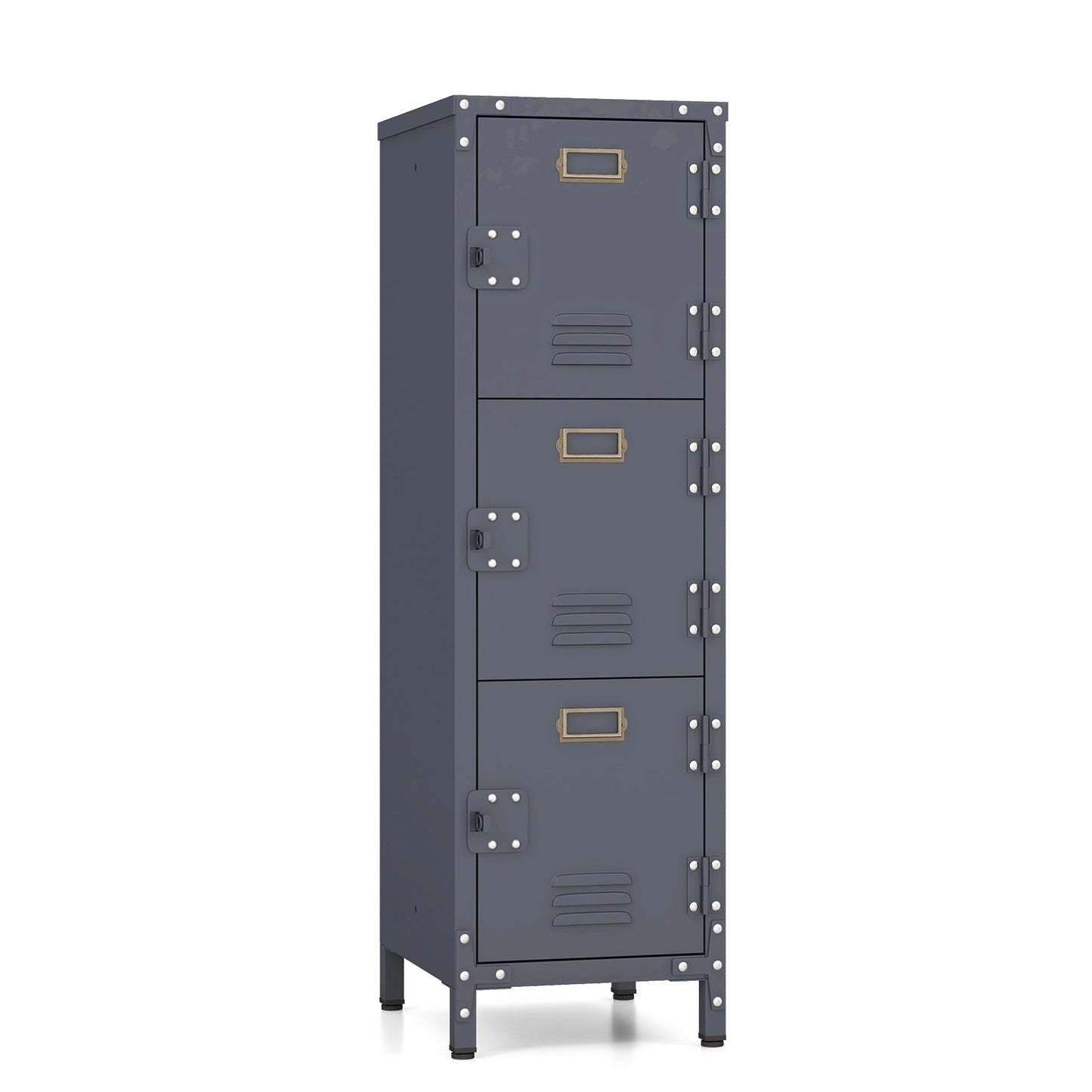 3-Tier Metal Organizer Storage Locker with Lockable Doors and Name Tags