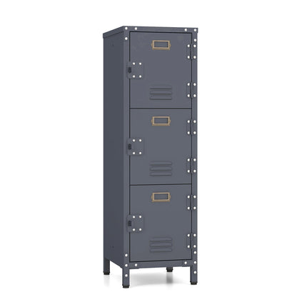 3-Tier Metal Organizer Storage Locker with Lockable Doors and Name Tags