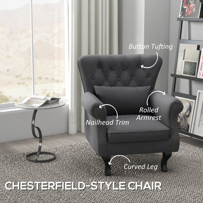 HOMCOM Chesterfield-Style Akcent Fotel - Szary