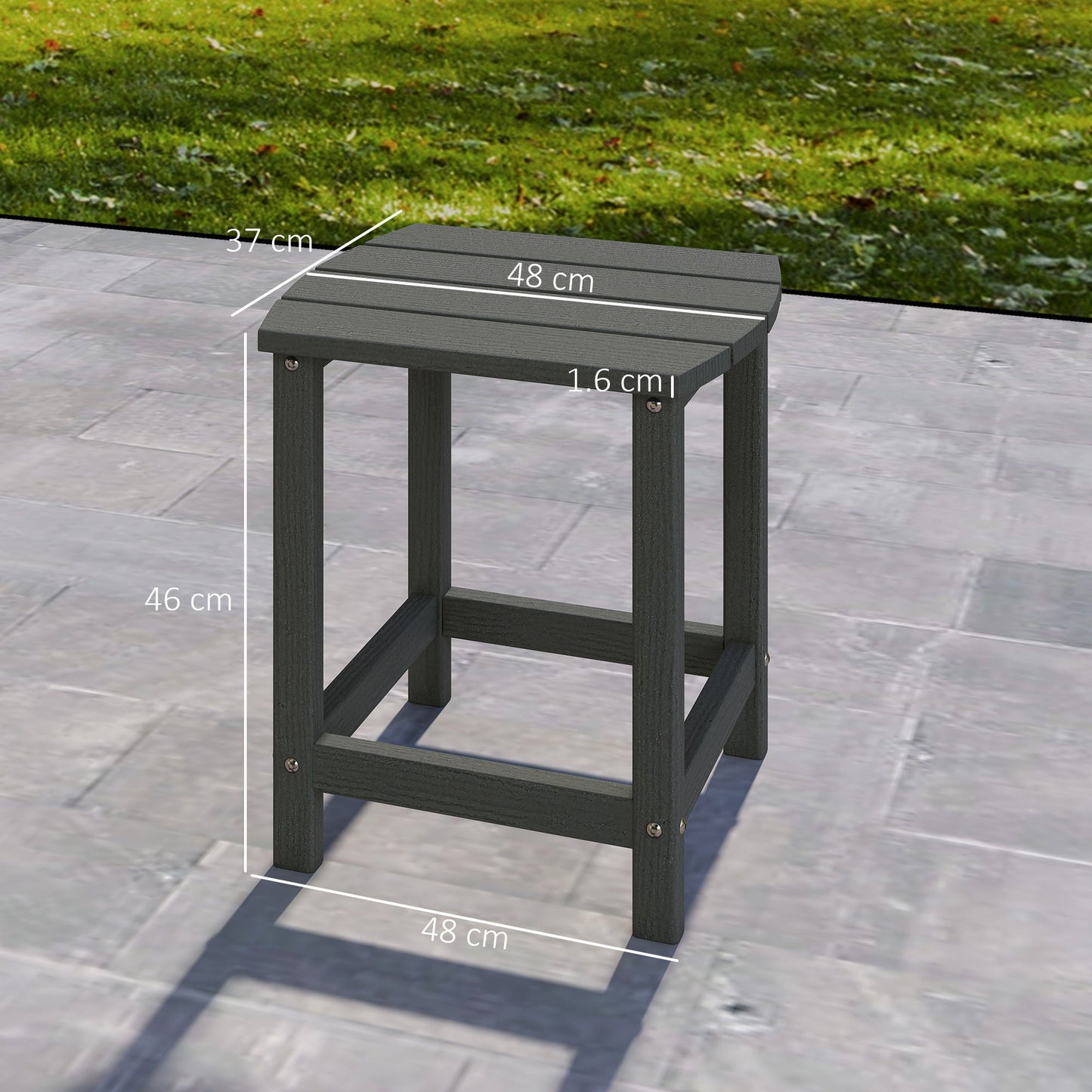 Outsunny Outdoor Side Table, Garden Coffee Table, All-Weather Adirondack Side Table for Garden, Beach, Indoor Outdoor, Grey