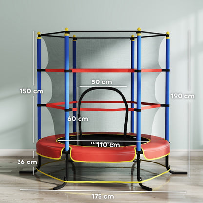 HOMCOM Kids Trampoline, with Safety Net, for Ages 3-10 Years