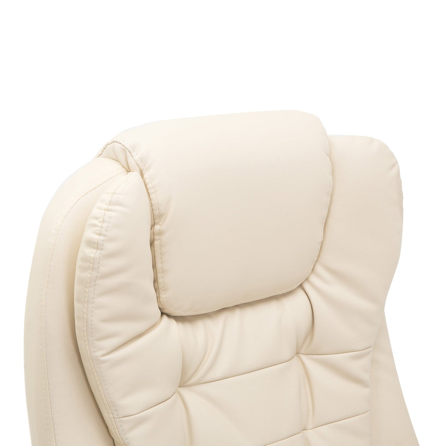 HOMCOM Heated Massage Office Chair, PU Leather Executive Office Chair with High Back, Tilt and Reclining Function, Beige