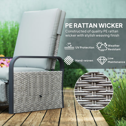 Outsunny 140√Ç¬∞ Fotel rattanowy z funkcją rozkładania - mieszany szary