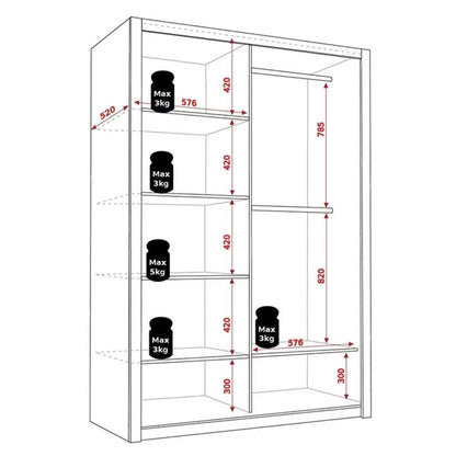 Bonito Sliding Door Wardrobe with Mirror - 120 White