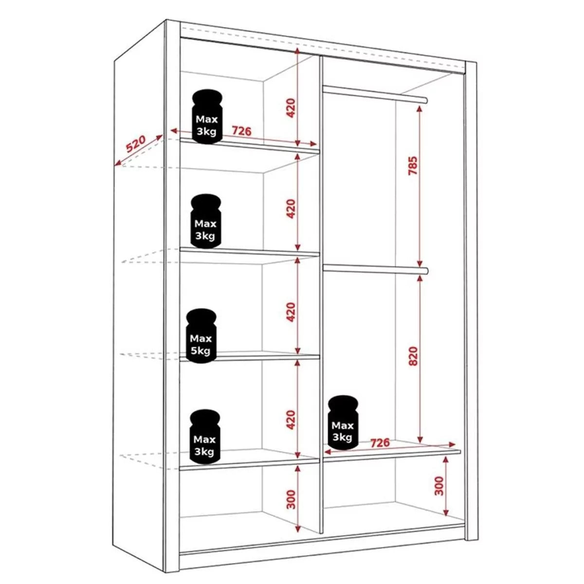 Bonito Sliding Door Wardrobe - 150 Gold Oak