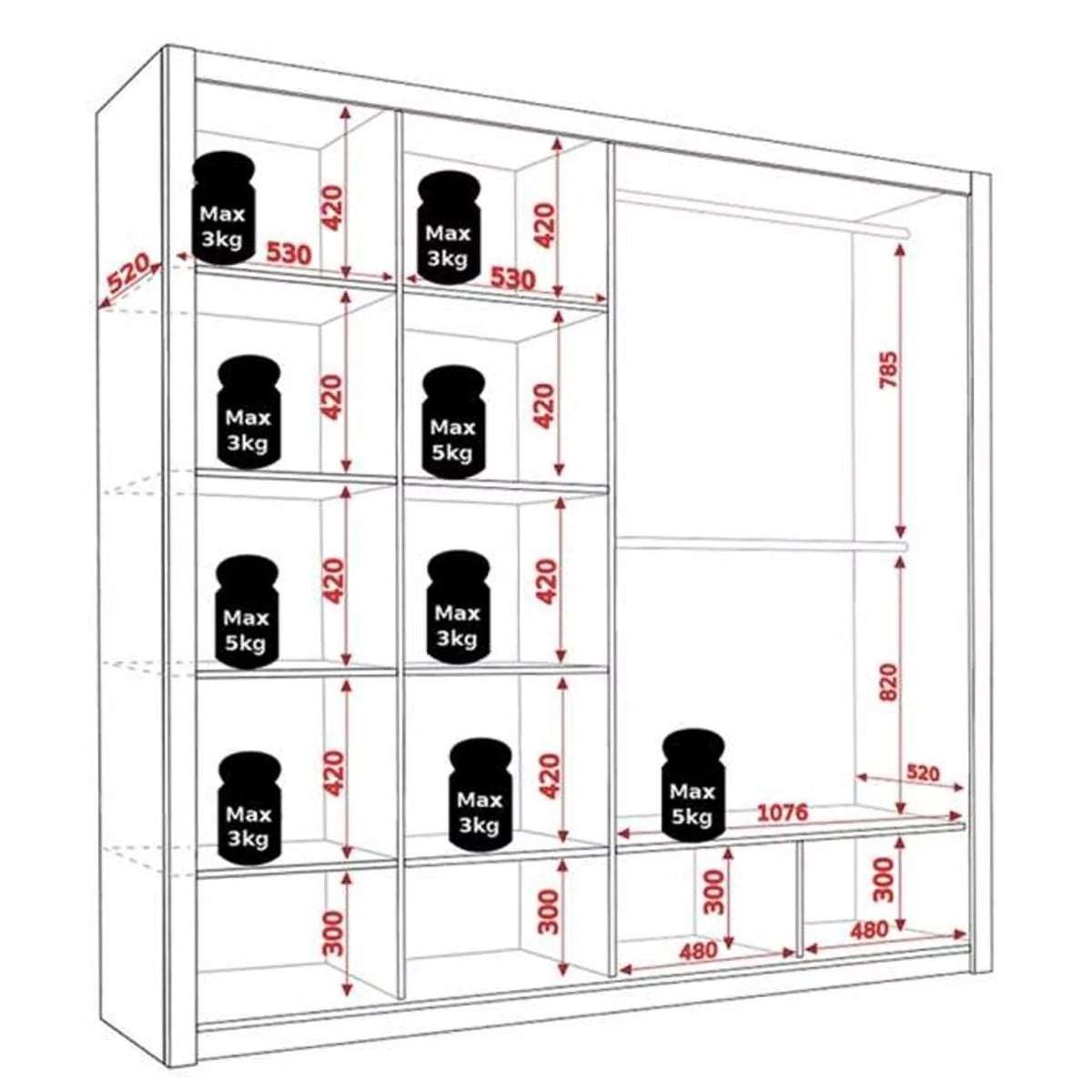 Bonito Sliding Door Wardrobe with Mirror - 220 White