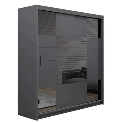 Kinross ii Sliding Door Squares Design 203cm Mirror Wardrobe - White Gloss, Graphite