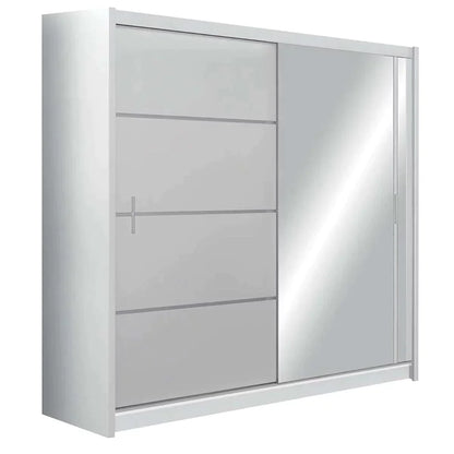 Broadland Sliding Door 203cm Wardrobe with Mirror - Sonoma, Black, White