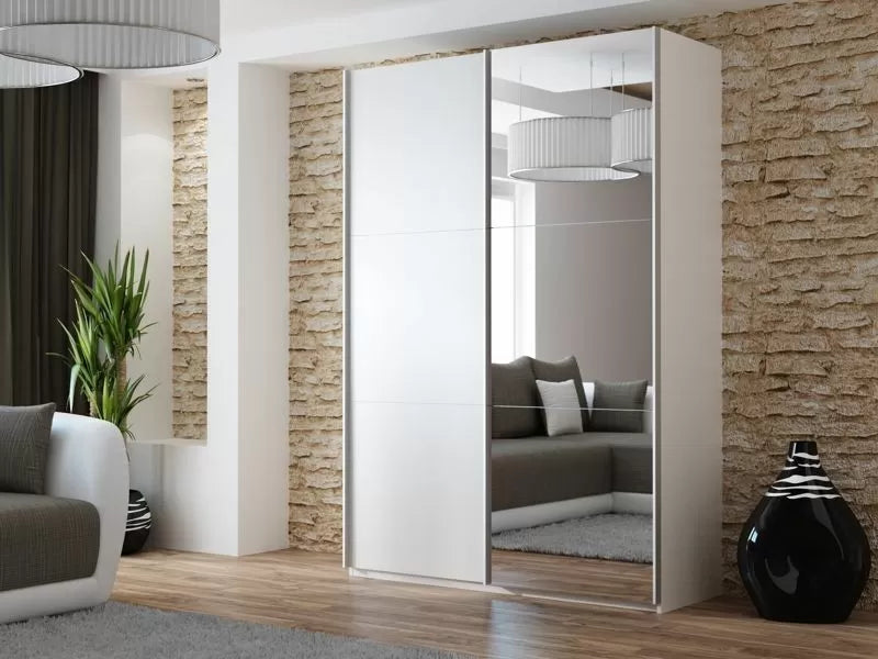 Lisa 2 Sliding Door Mirror Wardrobe White, Black, Grey