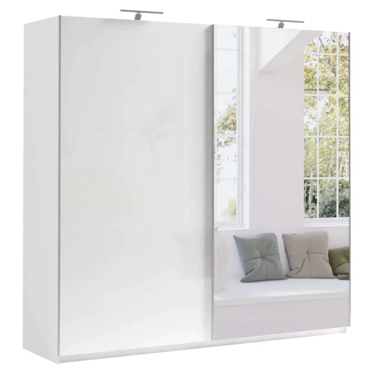 Morocco 2 Sliding Door Mirror High Gloss Wardrobe - 150cm