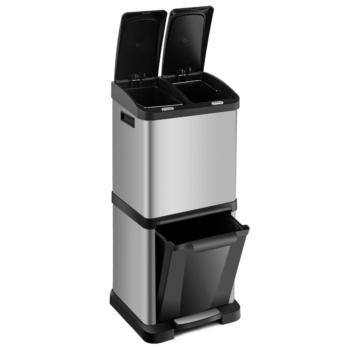 32L Stainless Steel Recycling Pedal Bin