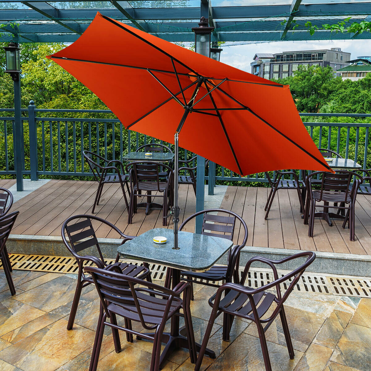 2.7m Garden Parasol with Crank-Orange