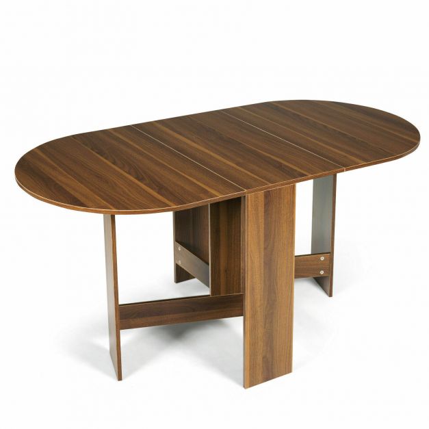 Wooden Folding Dining Table with 3 Convertible Shapes