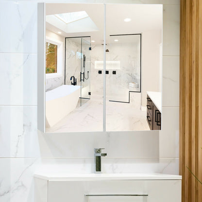 Bathroom Storage Cabinet with Double Mirror Doors