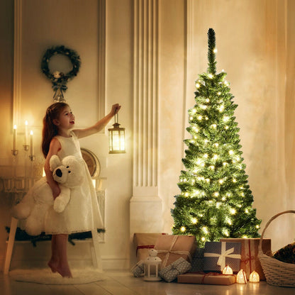 Artificial Pencil Christmas Tree with LED Lights in 3 Sizes-4.5FT