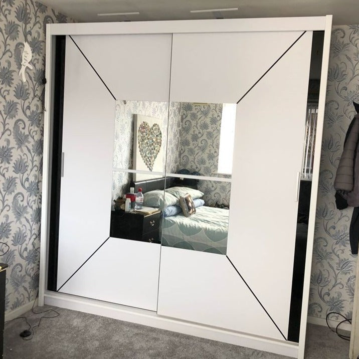 Nicole Mirrored Sliding Wardrobe - White