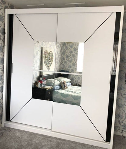 Bartholomew Mirrored Sliding Wardrobe - White