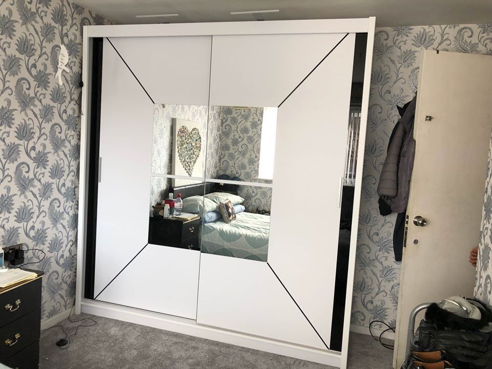 Bartholomew Mirrored Sliding Wardrobe - White