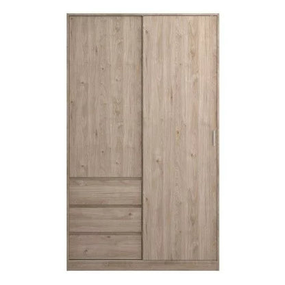 Classic Design Sliding Door Wardrobe with 3 Drawers - Jackson Hickory Oak