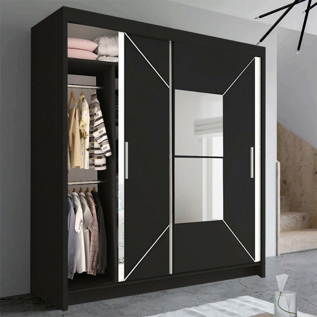 Bartholomew Mirrored Sliding Wardrobe - Grey