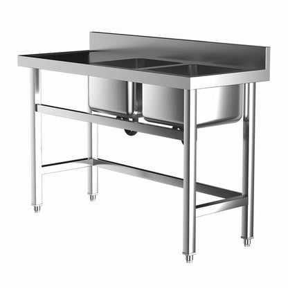 4ft Stainless Steel Kitchen Commercial 3-compartment Sink with Drainboard
