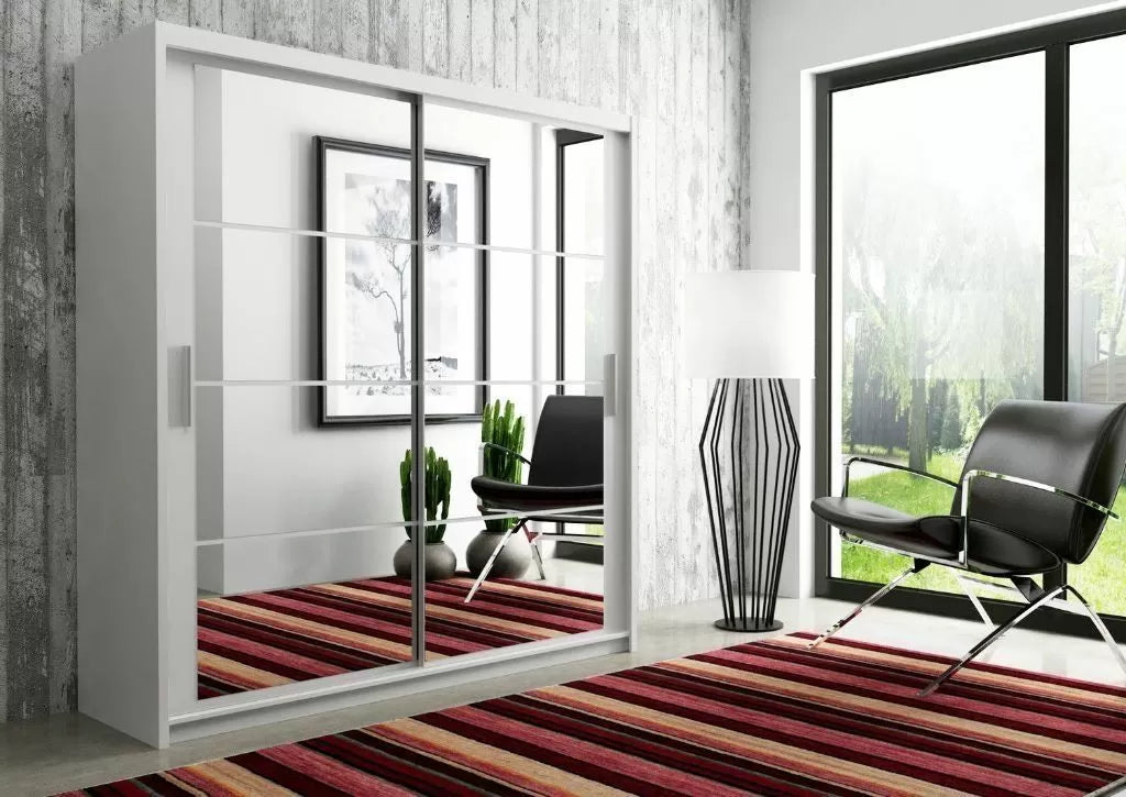 Deltum Sliding Door Wardrobe - Black, White, Grey