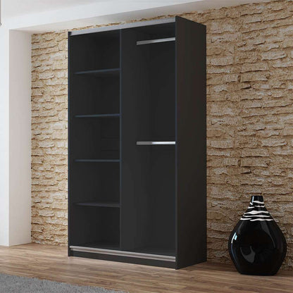 Graphite Mirrored Sliding Door Wardrobe 120cm – OXFORD