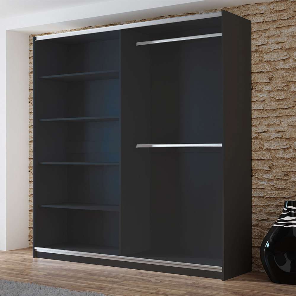 Black Mirrored Sliding Door Wardrobe 200cm – OXFORD