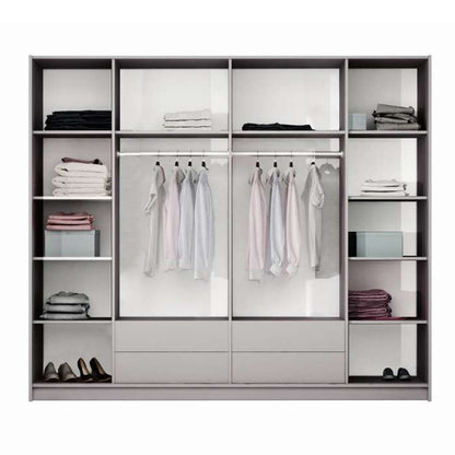 Grey Mirrored Folding Sliding Door Wardrobe 255cm – DUNHAM