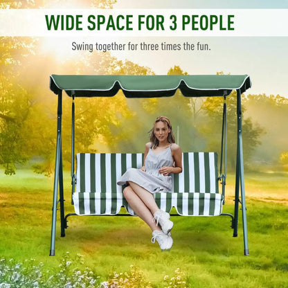 3 Seater Garden Porch Swing Chair - Green